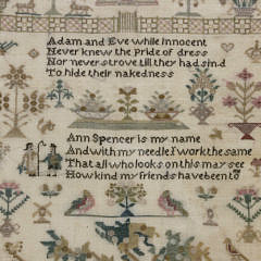 American Needlework Sampler by Ann Spencer, circa 1820s