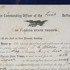 1891 Florida State Troops Military Appointment Document