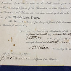 1891 Florida State Troops Military Appointment Document