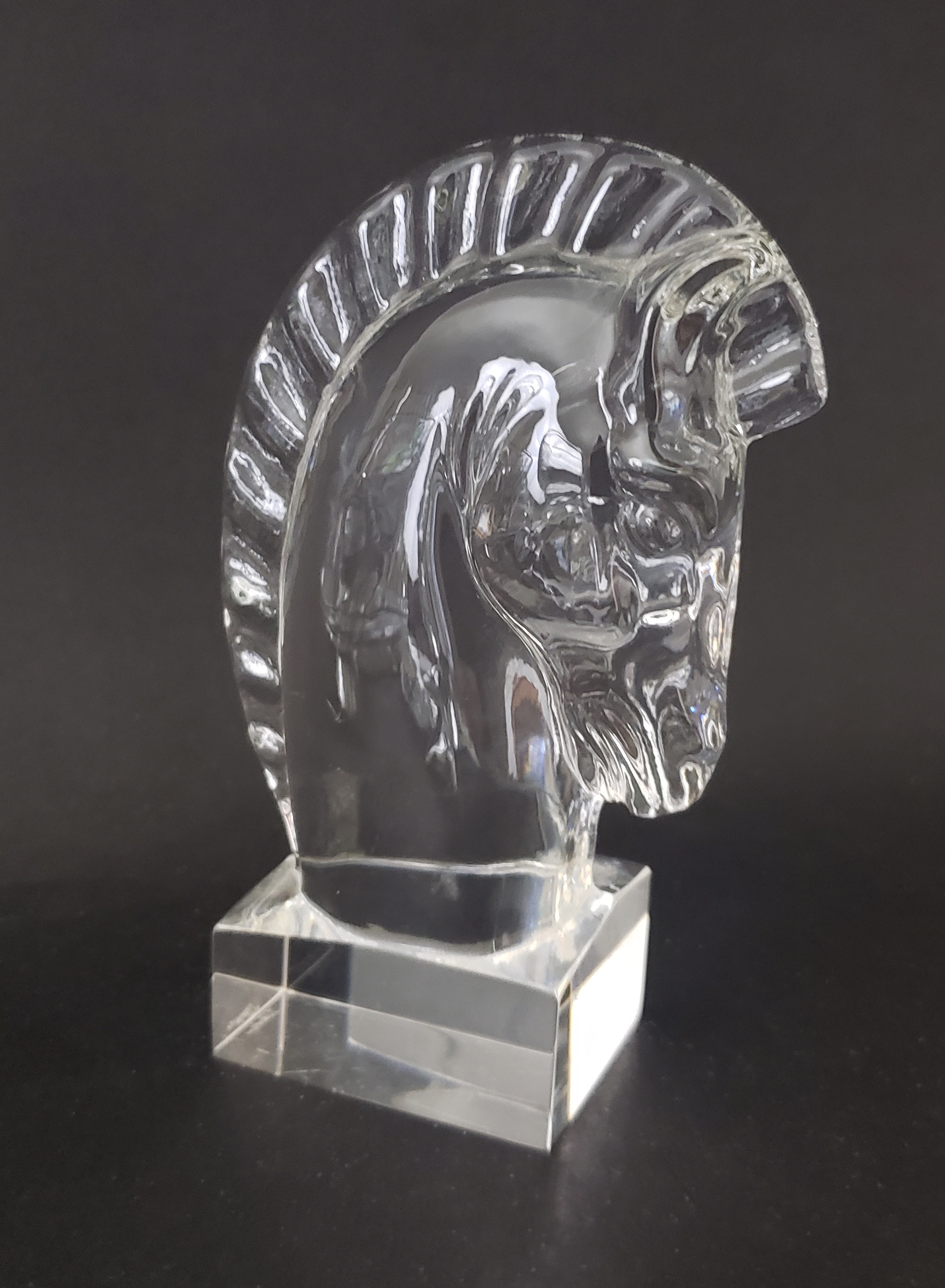 Steuben Horse Head Figurine Paperweight Art Glass - Signed Steuben