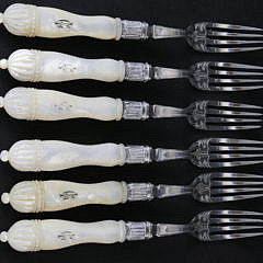 English Sterling Silver Fish Service with Mother-of-Pearl Handles