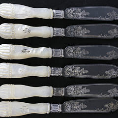 English Sterling Silver Fish Service with Mother-of-Pearl Handles