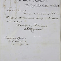 1868 Letter on Executive Mansion Letterhead To U.S. Treasurer Francis E. Spinner