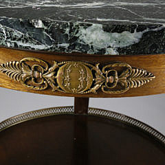 French Empire Style Ormolu Mounted Marble Top Mahogany Gueridon, 19th Century