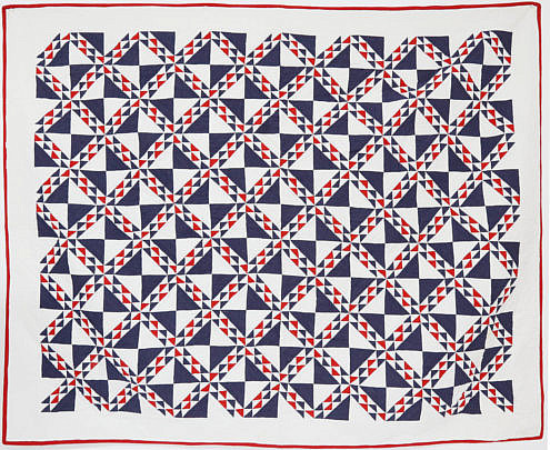 56-2674 Red White Blue Patchwork Quilt A_MG_4522