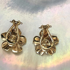 Pair of Tiffany & Co. 18k Yellow Gold Dogwood Earrings Stamped T. & Co. 750