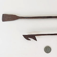 Antique Miniature Blacksmith Made Iron Toggle Whaling Harpoon and Blubber Cutting Spade