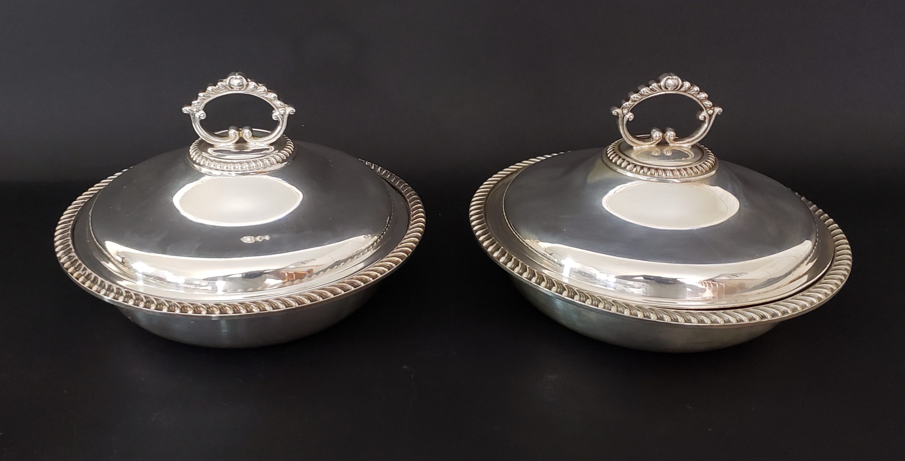 Silver Plate Covered Dishes England Pair of English Silver Plated