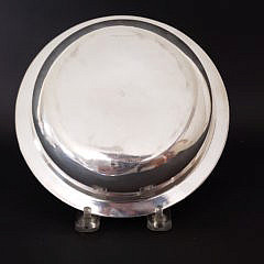 Pair of English Silver Plated Round Covered Condiment Dishes