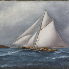 American Yacht Portrait “A Gaff Cutter Off Cape Neddick, Maine”, late 19th Century