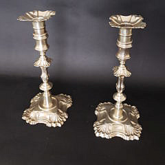 Pair of George III Irish Sterling Silver Candlesticks, Dublin, late 18th Century