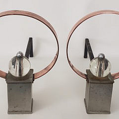 Pair of Vintage Mid Century Modern Designer Fireplace Andirons