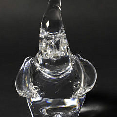 Large Vintage Signed Steuben clear Crystal Glass Trumpeting Elephant Figure