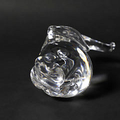 Large Vintage Signed Steuben clear Crystal Glass Trumpeting Elephant Figure