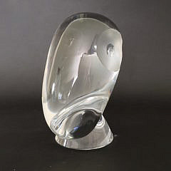 Donald Pollard Signed Steuben Clear Crystal Owl Figurine