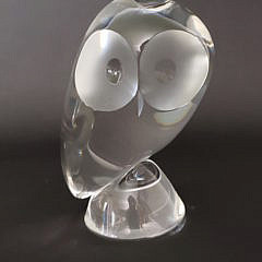 Donald Pollard Signed Steuben Clear Crystal Owl Figurine