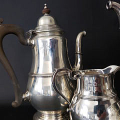 George VI Sterling Silver Five Piece Tea Service, Birmingham, 1945-46