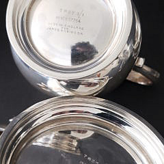 George VI Sterling Silver Five Piece Tea Service, Birmingham, 1945-46