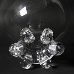 Large Vintage Signed Steuben Clear Crystal Glass Centerpiece Bowl