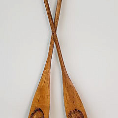 Pair of Vintage 1930’s Carved Souvenir Adirondack Miniature Canoe Paddles