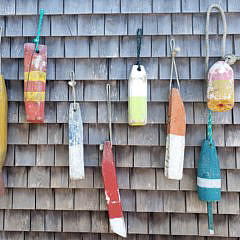 Collection of 7 Vintage Nantucket Hand Carved and Painted Buoys