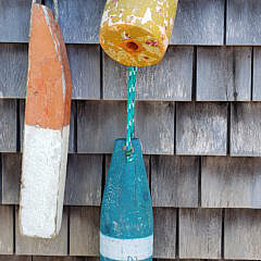 Collection of 7 Vintage Nantucket Hand Carved and Painted Buoys