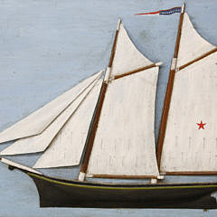 Carved and Painted Half Hull Diorama of the Two Masted Schooner “May”