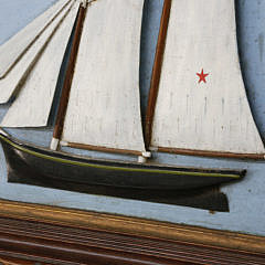 Carved and Painted Half Hull Diorama of the Two Masted Schooner “May”