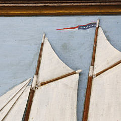 Carved and Painted Half Hull Diorama of the Two Masted Schooner “May”