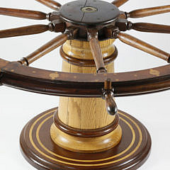 American Large Inlaid Ship’s Wheel Dining Table