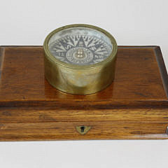 English Cased Handheld Microscope and Lifeboat Compass