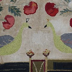 American Hooked Rug of Peacocks, 19th Century