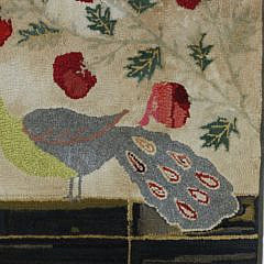 American Hooked Rug of Peacocks, 19th Century