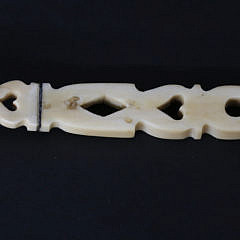 Antique Whale Ivory and Silver Inlaid Pie Crimper, circa 1850