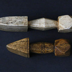 Two Carved Antique Whalebone Seam Rubs, circa 1830-1860