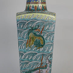 Chinese Famille Verde Paneled Vase