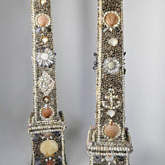 Pair of Seashell Encrusted Concrete Obelisks, 19th Century