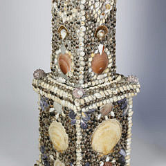 Pair of Seashell Encrusted Concrete Obelisks, 19th Century