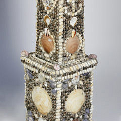 Pair of Seashell Encrusted Concrete Obelisks, 19th Century