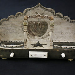 Antique Whalebone, Baleen and Scrimshaw Whale Teeth Watch Hutch, circa 1840