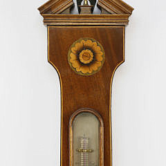 George III Inlaid Mahogany Wheel Barometer, circa 1800-1810