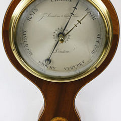 George III Inlaid Mahogany Wheel Barometer, circa 1800-1810