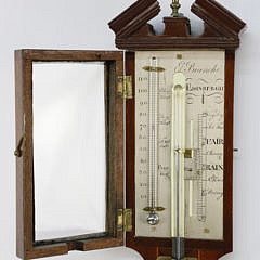 George III Inlaid Mahogany Stick Barometer, circa 1800