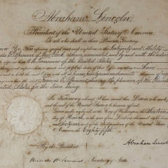 1861 President Abraham Lincoln Signed Document