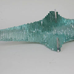 Contemporary Polished Chrome and Aqua Glass Dolphin Figure