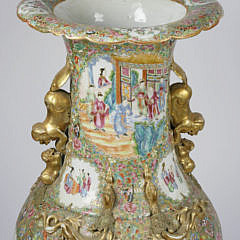 Finely Painted Rose Mandarin Palace Vase, circa 1820