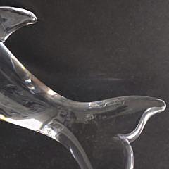 Signed Steuben Clear Crystal Breaching Dolphin Figurine Paperweight