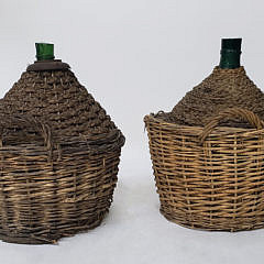 Two Antique French Demijohn Bottles
