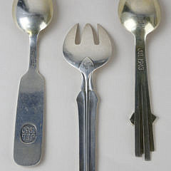 Two Danish Enameled S.S. “Yule” Spoons 1943 , 1950 by A. Michelsen, Copenhagen