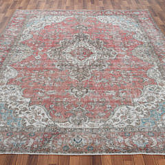 Hand Knotted Vintage Red Persian Sheared Wool Tabriz Carpet